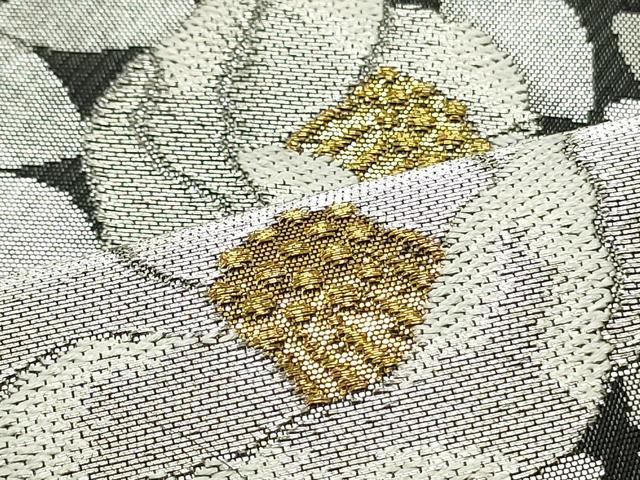 平和屋着物●西陣　服部織物謹製　六通柄袋帯　こはく錦　手織　舞花文　金銀糸　正絹　逸品　DAAV9036ob