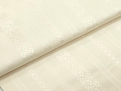 平和屋着物●本場筑前博多織　八寸名古屋帯　献上　象牙色　正絹　逸品　未使用　DAAV9038ob