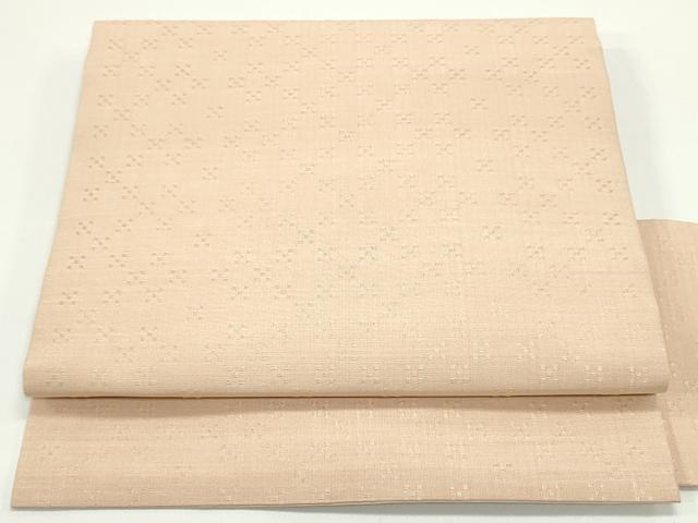 平和屋着物●九寸名古屋帯　紬地　花織　菱繋ぎ文　正絹　逸品　DAAV9048ob