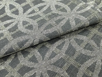 平和屋着物●八寸名古屋帯　紬地　七宝繋ぎ格子文　正絹　逸品　DAAV9053ob