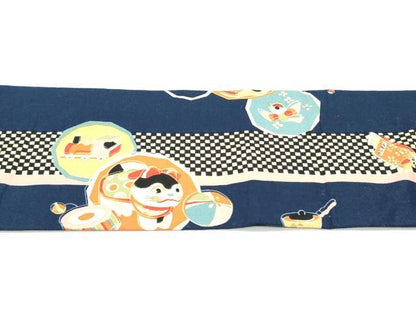 平和屋着物●全通柄九寸名古屋帯　玩具市松間道　綿　逸品　DAAV9067ob