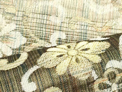 平和屋着物▽六通柄袋帯 スリーシーズン 春夏秋 花菱唐草文 金銀糸 正絹 逸品 DAAV9073ob