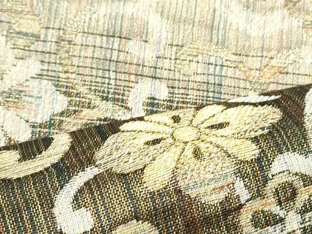 平和屋着物▽六通柄袋帯 スリーシーズン 春夏秋 花菱唐草文 金銀糸 正絹 逸品 DAAV9073ob