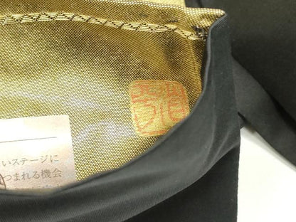 平和屋着物●金彩友禅作家　金彩の魔術師　堀省平　金煌織　太鼓柄袋帯　吉祥草花文　引箔　正絹　逸品　DAAV9076ob