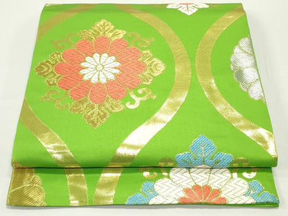 平和屋着物●西陣　川島織物　全通柄　本袋帯　立涌花唐草文　金銀糸　正絹　逸品　DAAV9157ob