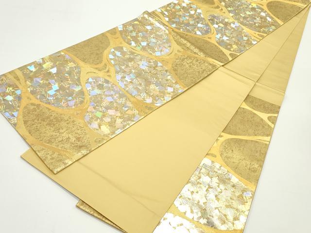 平和屋着物●金彩友禅作家　金彩の魔術師　堀省平　金煌織　六通柄袋帯　抽象文様　金彩　引箔　証紙・反端付き　正絹　逸品　DAAV9200ob