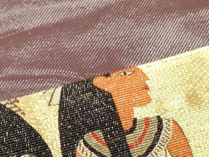 平和屋着物●太鼓柄袋帯　エジプト壁画文様　金糸　引箔　正絹　逸品　DAAV9203ob