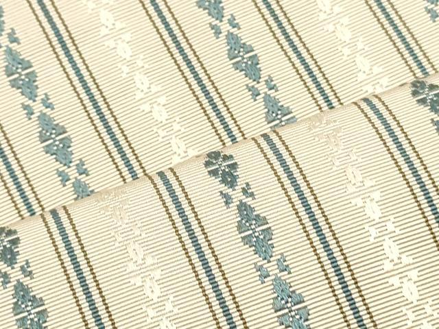 平和屋着物●本場筑前博多織　八寸名古屋帯　献上　練色　正絹　逸品　DAAV9221ob