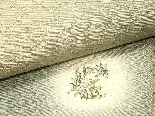 平和屋着物●全通柄袋帯　花菱文　ワンポイント　草花文　金通し地　正絹　逸品　DAAV9224ob