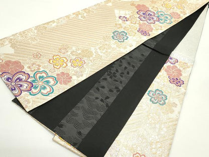 平和屋着物●両面　六通柄袋帯　舞桜間道　金銀糸　正絹　逸品　DAAV9233ob