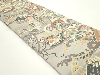 平和屋着物●六通柄袋帯　唐織　鬼壁錦　錦彩絢麗文　金糸　正絹　逸品　DAAV9239ob