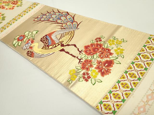 平和屋着物●六通柄　本袋帯　唐織　天平花喰鳥　金銀糸　正絹　逸品　DAAV9245ob
