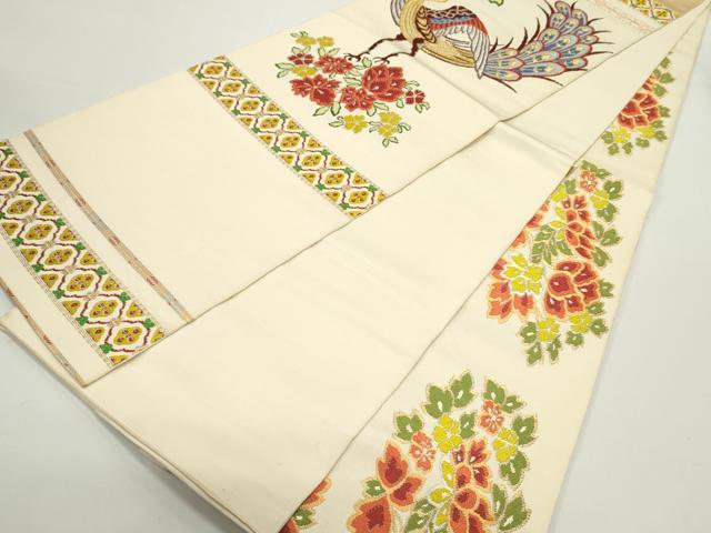 平和屋着物●六通柄　本袋帯　唐織　天平花喰鳥　金銀糸　正絹　逸品　DAAV9245ob