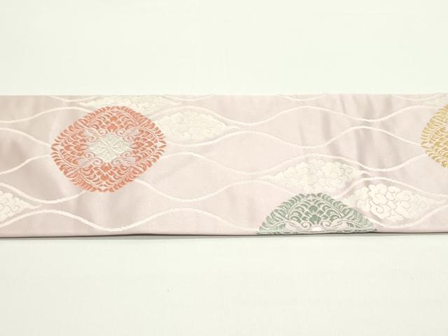 平和屋着物●九寸名古屋帯　唐織　立涌花唐草菱文　虹色　正絹　逸品　未使用　DAAV9246ob