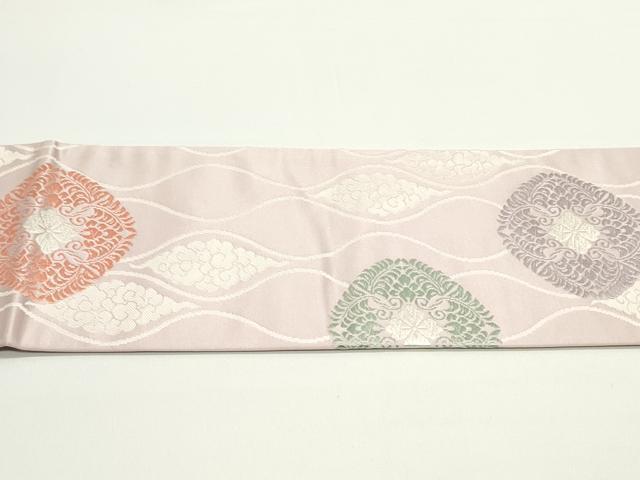 平和屋着物●九寸名古屋帯　唐織　立涌花唐草菱文　虹色　正絹　逸品　未使用　DAAV9246ob