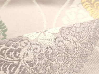 平和屋着物●九寸名古屋帯　唐織　立涌花唐草菱文　虹色　正絹　逸品　未使用　DAAV9246ob