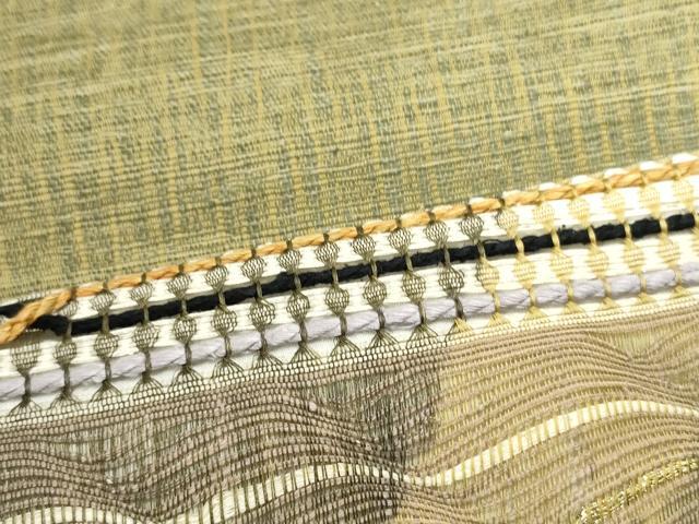平和屋着物▽太鼓柄袋帯　スリーシーズン　春夏秋　櫛織　横段文　金銀糸　正絹　逸品　DAAV9251ob