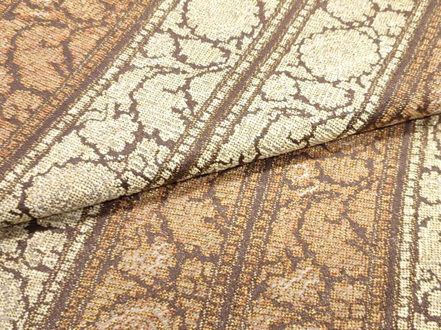 平和屋着物●六通柄袋帯　花唐草横段文　金糸　正絹　逸品　DAAV9252ob
