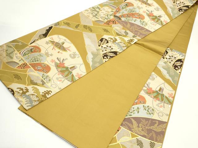 平和屋着物●六通柄袋帯 都龍錦 波涛翠竹文 金糸 正絹 逸品 DAAV9254ob