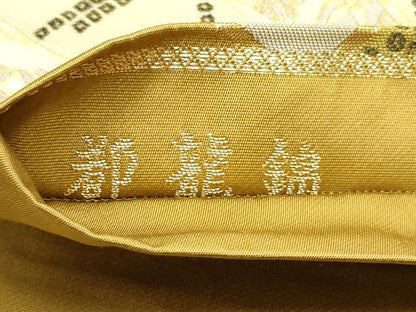 平和屋着物●六通柄袋帯 都龍錦 波涛翠竹文 金糸 正絹 逸品 DAAV9254ob