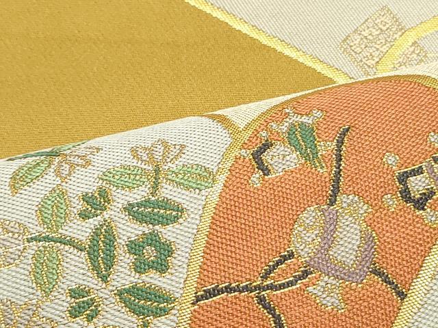 平和屋着物●六通柄袋帯 都龍錦 波涛翠竹文 金糸 正絹 逸品 DAAV9254ob