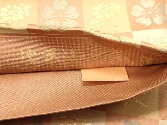 平和屋着物●西陣織　陰山織物謹製　箔屋清兵衛　六通柄袋帯　唐織　草木染　桜市松文　金糸　正絹　逸品　DAAV9264ob