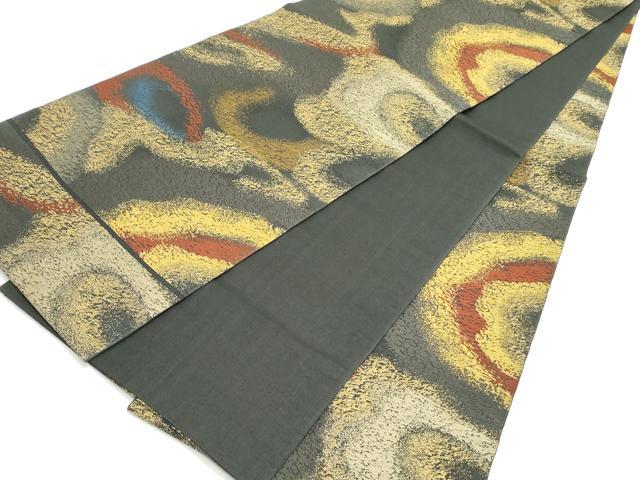 平和屋着物●全通柄袋帯　霞文　金糸　正絹　逸品　DAAV9279ob