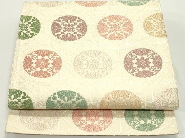 平和屋着物●六通柄袋帯　唐織　蜀江正倉院花文　正絹　逸品　DAAV9292ob
