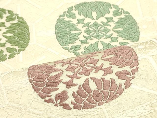 平和屋着物●六通柄袋帯　唐織　蜀江正倉院花文　正絹　逸品　DAAV9292ob