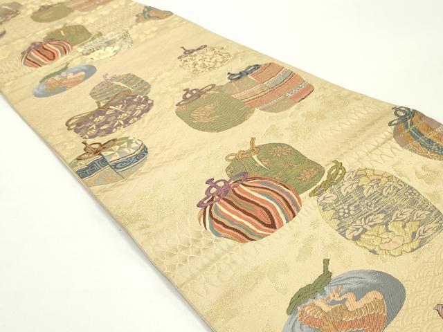 平和屋着物●六通柄袋帯 祥山 檜垣仕覆花文 金糸 本金箔 正絹 逸品 DAAV9302ob