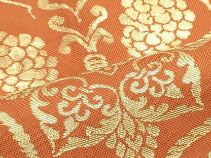 平和屋着物●九寸開き名古屋帯　葡萄唐草文　金糸　正絹　逸品　DAAV9308ob