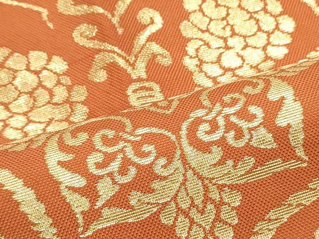 平和屋着物●九寸開き名古屋帯　葡萄唐草文　金糸　正絹　逸品　DAAV9308ob