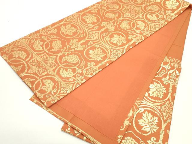平和屋着物●九寸開き名古屋帯　葡萄唐草文　金糸　正絹　逸品　DAAV9308ob