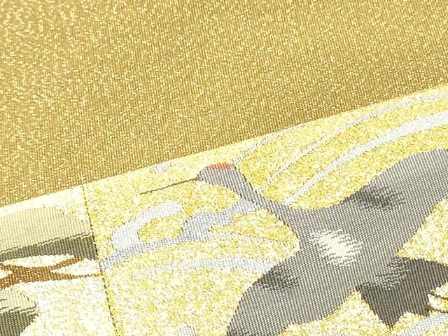 平和屋着物●本綴れ　太鼓柄袋帯　作家物　色紙重ね飛鶴梅松文　金銀糸　正絹　逸品　DAAV9310ob