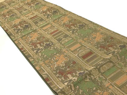 平和屋着物●六通柄袋帯　狩猟花間道　金糸　正絹　逸品　DAAV9314ob