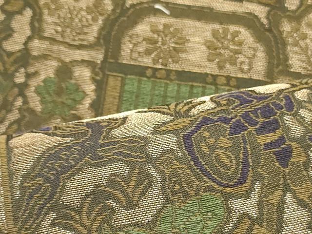 平和屋着物●六通柄袋帯　狩猟花間道　金糸　正絹　逸品　DAAV9314ob