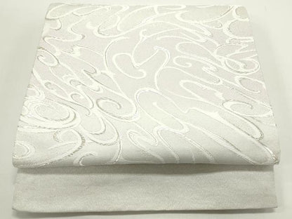 平和屋着物●六通柄袋帯　唐織　抽象文様　銀糸　箱付き　正絹　逸品　未使用　DAAV9327ob