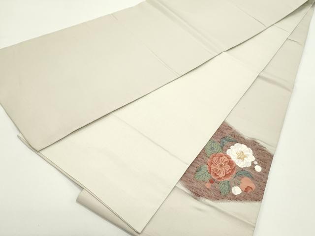 平和屋着物●太鼓柄袋帯　すくい織　松皮菱草花文　金糸　正絹　逸品　DAAV9365ob
