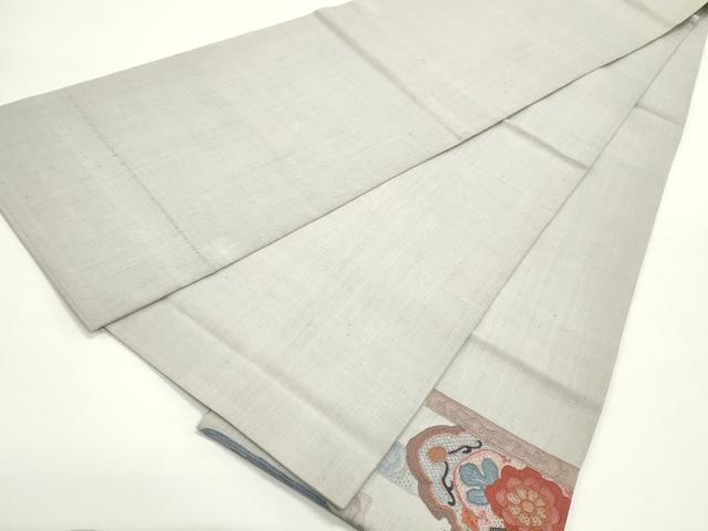 平和屋着物●中国三大刺繍 スワトウ刺繍 汕頭刺繍 相良刺繍 総刺繍 太鼓柄袋帯 紬地 色紙重ね花唐草菱文 反端付き 正絹 逸品 DAAV9372ob