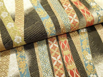 平和屋着物●六通柄袋帯 唐俑箔 鬘帯吉祥文 金糸 正絹 逸品 DAAV9379ob
