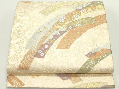 平和屋着物●六通柄袋帯 唐織 鬘帯吉祥花鳥文 金糸 正絹 逸品 DAAV9383ob