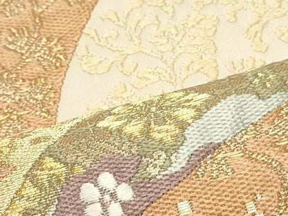 平和屋着物●六通柄袋帯 唐織 鬘帯吉祥花鳥文 金糸 正絹 逸品 DAAV9383ob