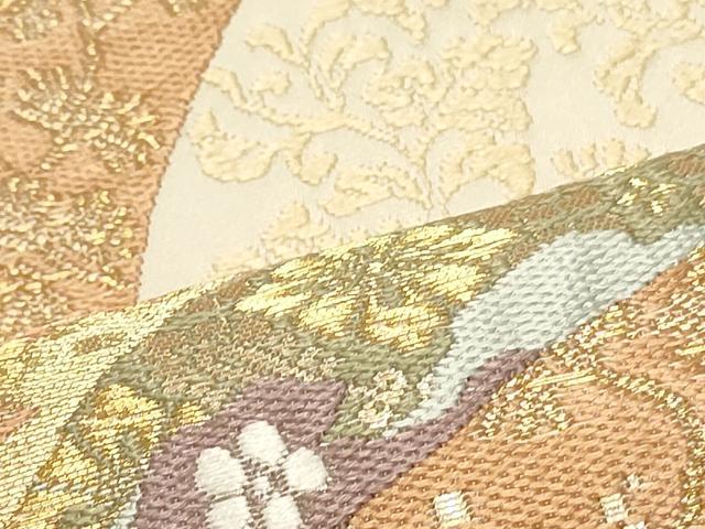 平和屋着物●六通柄袋帯 唐織 鬘帯吉祥花鳥文 金糸 正絹 逸品 DAAV9383ob