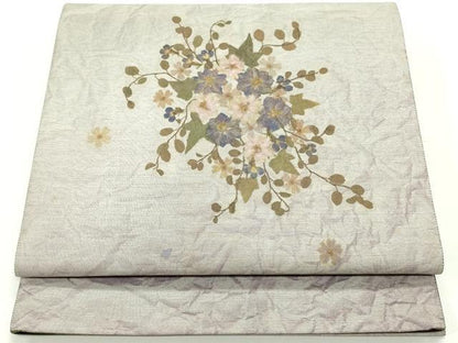 平和屋着物●太鼓柄袋帯 押し花 草花文 正絹 逸品 DAAV9394ob