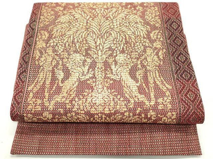 平和屋着物●つけ帯 狩猟草花文 金糸 正絹 逸品 DAAV9429ob