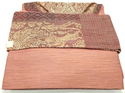 平和屋着物●つけ帯 狩猟草花文 金糸 正絹 逸品 DAAV9429ob