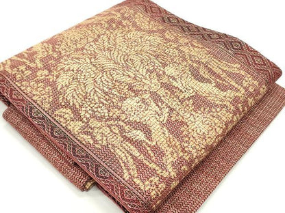 平和屋着物●つけ帯 狩猟草花文 金糸 正絹 逸品 DAAV9429ob