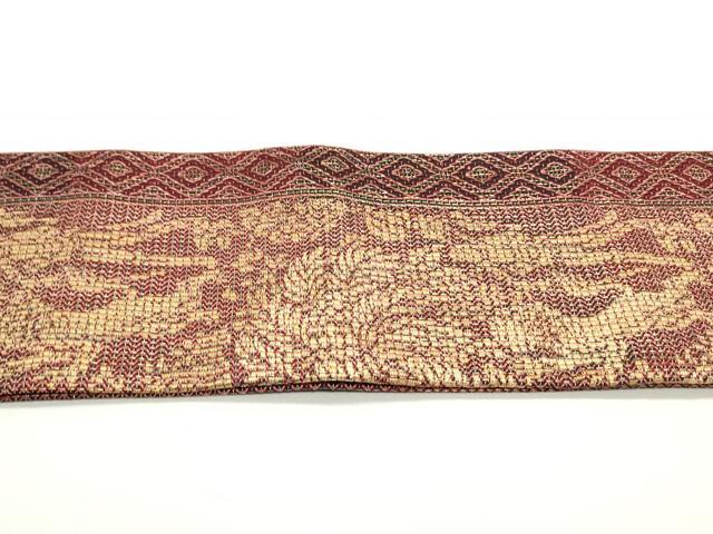 平和屋着物●つけ帯 狩猟草花文 金糸 正絹 逸品 DAAV9429ob