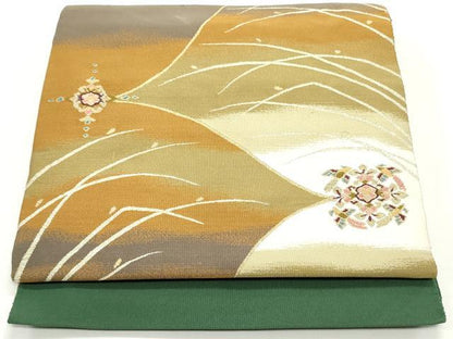 平和屋着物●爪掻き本綴れ 八寸名古屋帯 正倉院花鳥芝文 金糸 正絹 逸品 DAAV9446ob