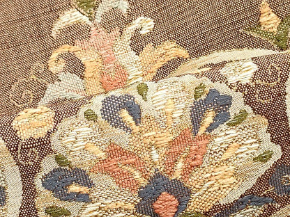 平和屋着物●八寸名古屋帯 紬地 総刺繍 更紗花唐草文 金糸 正絹 逸品 未使用 DAAV9447ob